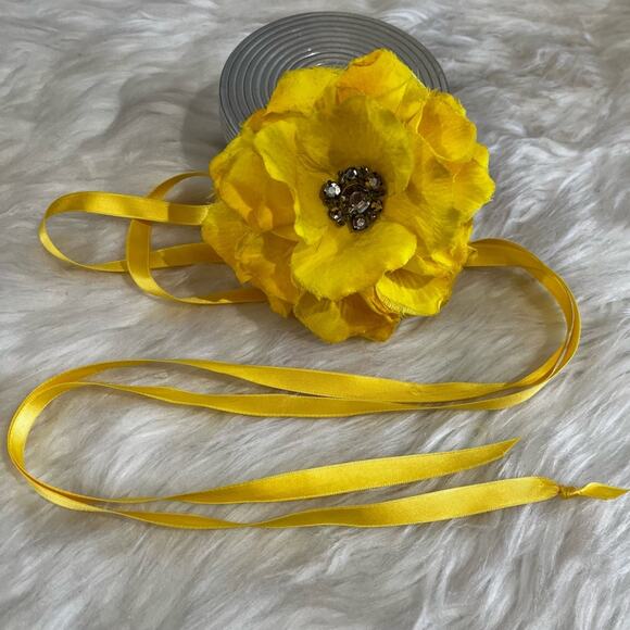 NEW J. Crew Silk Crystal RARE Floral Bloom Petal Waist Belt Tie Accessory Yellow Beaded-strap Dress In Marigold Block-print Ramie For Women  main image 3